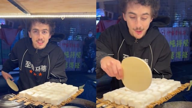 荒谬到像AI！Timothée Chalamet中国宣传新片“Marty Supreme”　竟摆摊卖霉豆腐还凶客人