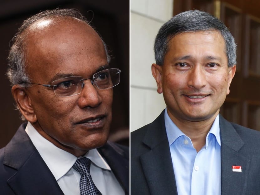 Law and Home Affairs Minister K Shanmugam (left) and Foreign Affairs Minister Vivian Balakrishnan. Law and Home Affairs Minister K Shanmugam (left) and Foreign Affairs Minister Vivian Balakrishnan.