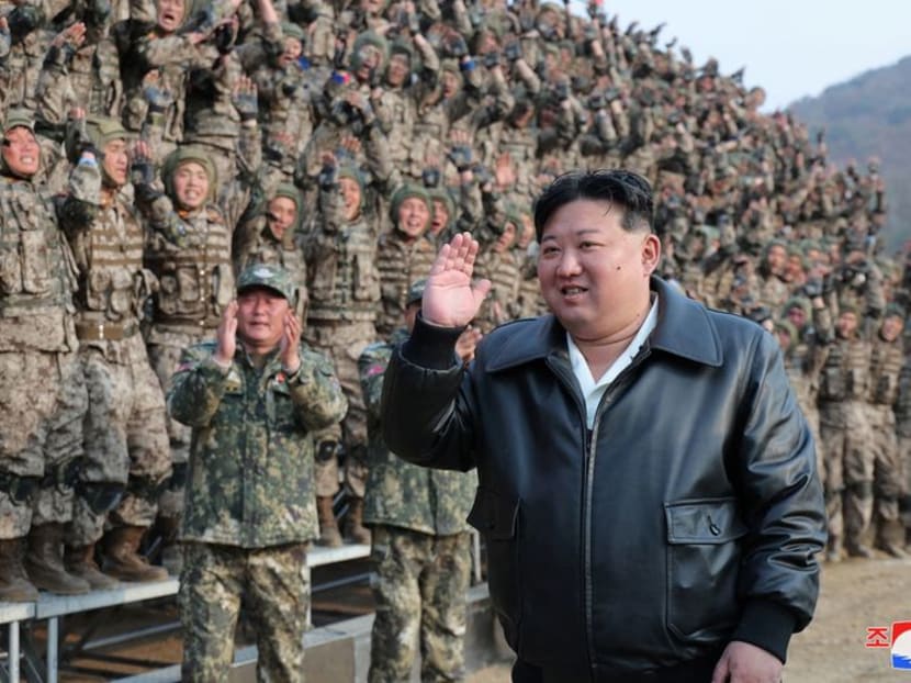 North Korean leader Kim Jong Un attends a military demonstration in North Korea, in this picture released on March 16, 2024 by the Korean Central News Agency. 