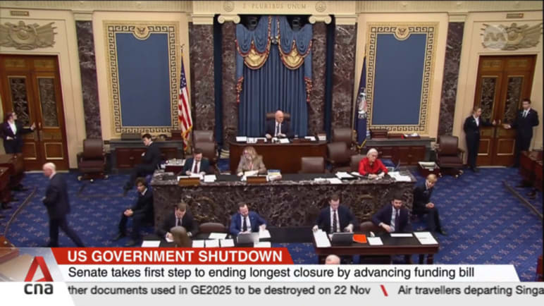 US Senate takes first step to ending longest closure by advancing funding bill