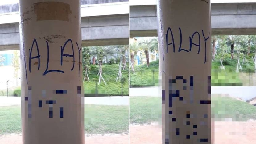 Man gets jail, caning for scrawling racist graffiti in Geylang Man gets jail, caning for scrawling racist graffiti in Geylang