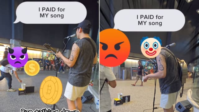 街头艺人称遭男子骚扰 投零钱点歌后又索回2元