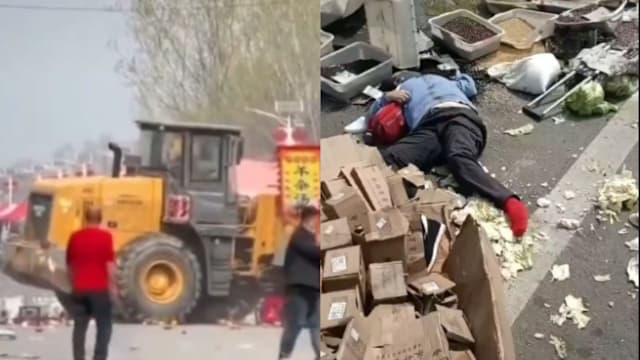 网传北京铲泥车冲撞人群事件 酿伤亡司机被围殴