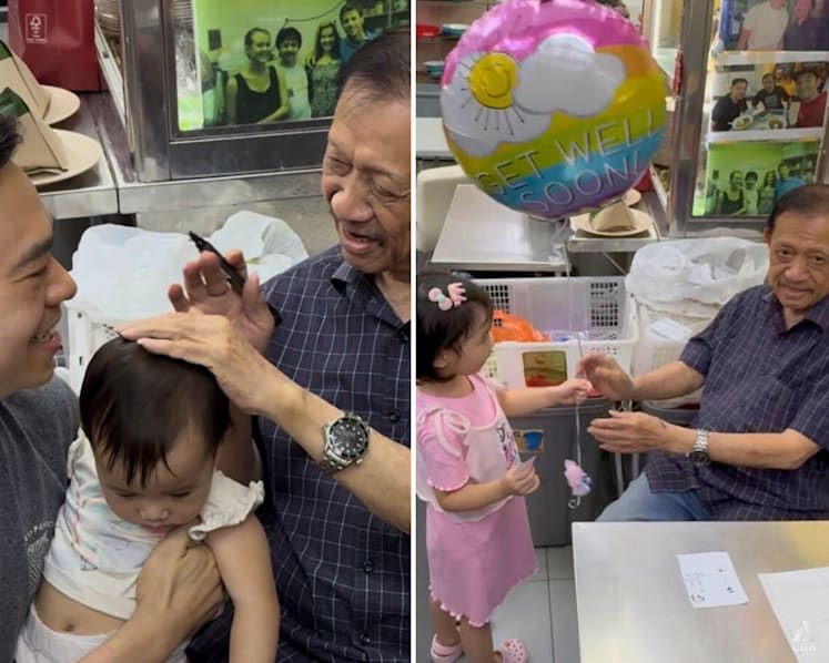 Customers bring gifts, children to meet elderly stallholder after he was shoved over head-pat