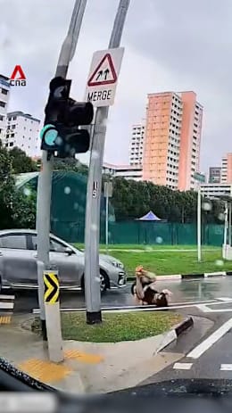 Cyclist sent flying after crash at Hougang zebra crossing