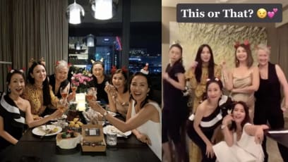 Zoe Tay, Hong Huifang, Chen Xiuhuan, Phyllis Quek, Angela Ang and Carole Lin Had An Early Christmas Dinner Together…