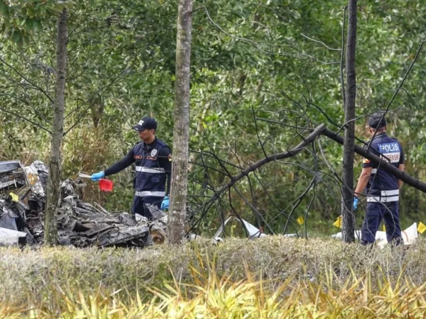 A view of the crash site in Bandar Elmina, Shah Alam, Malaysia on Aug 17, 2023.