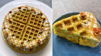 Delish Pandan Waffle Cake With D24 Durian Pulp Selling At Goodwood Park Hotel