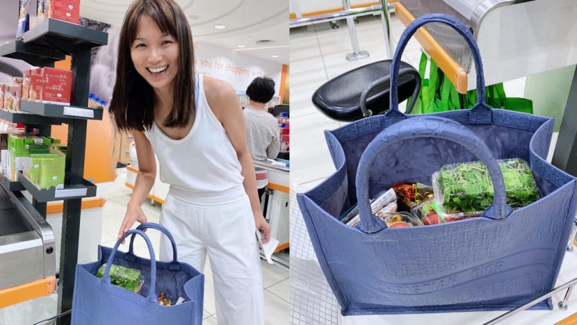 Joanne Peh Reduces Use Of Plastic By Putting Groceries In Her Designer Tote Joanne Peh Reduces Use Of Plastic By Putting Groceries In Her Designer Tote