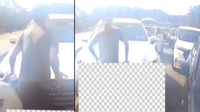 人肉挡车让司机同伴改换车道 网调侃：是“挡车嫂”家属？
