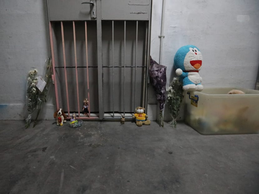 Flowers, toys and sweets left outside the Chin Swee Road rental flat where the remains of a toddler were found two weeks ago. Photos have surfaced on Facebook purportedly showing the couple accused of killing their child in the flat. Flowers, toys and sweets left outside the Chin Swee Road rental flat where the remains of a toddler were found two weeks ago. Photos have surfaced on Facebook purportedly showing the couple accused of killing their child in the flat.