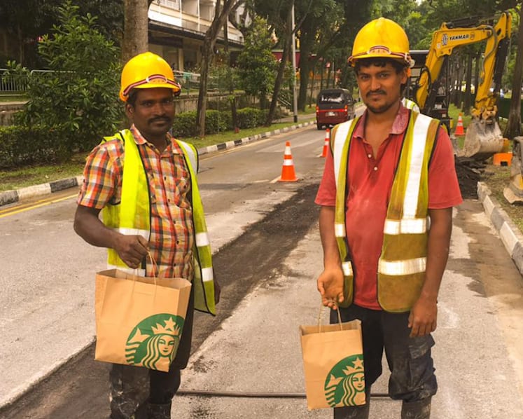 Starbucks customer sees unsold food being discarded, gives it to migrant workers instead