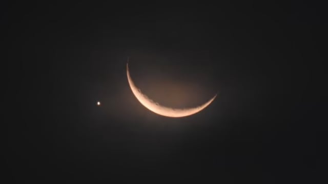 “月亮吃掉了金星！” 月掩金星奇景登场 民众叹漂亮   