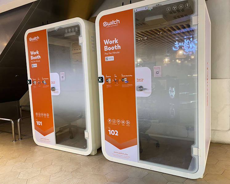 Working in a Switch booth can be productive, but only when people stop peering in