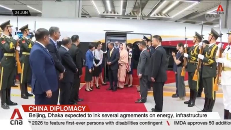 China plays host to Bangladesh's prime minister and Cambodia's Senate president 