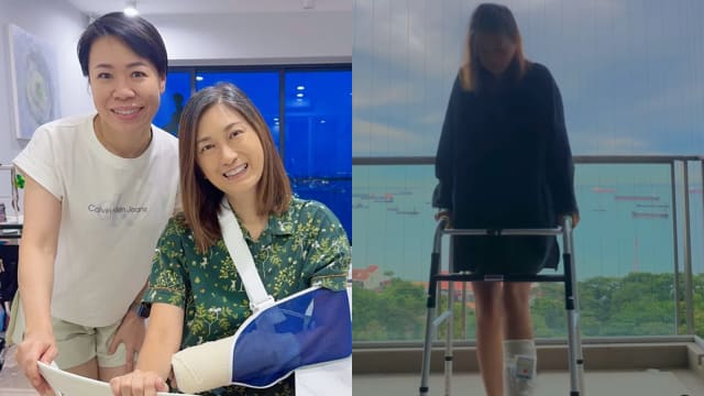 摔断左脚腓骨不到1个月，林晓佩又摔致手腕骨折