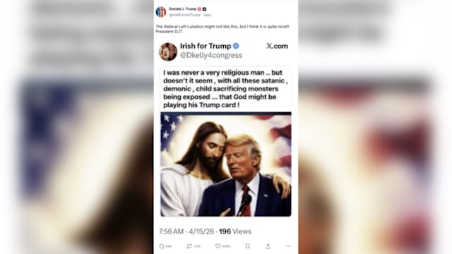 特朗普转发耶稣相拥图 引发争议后删除