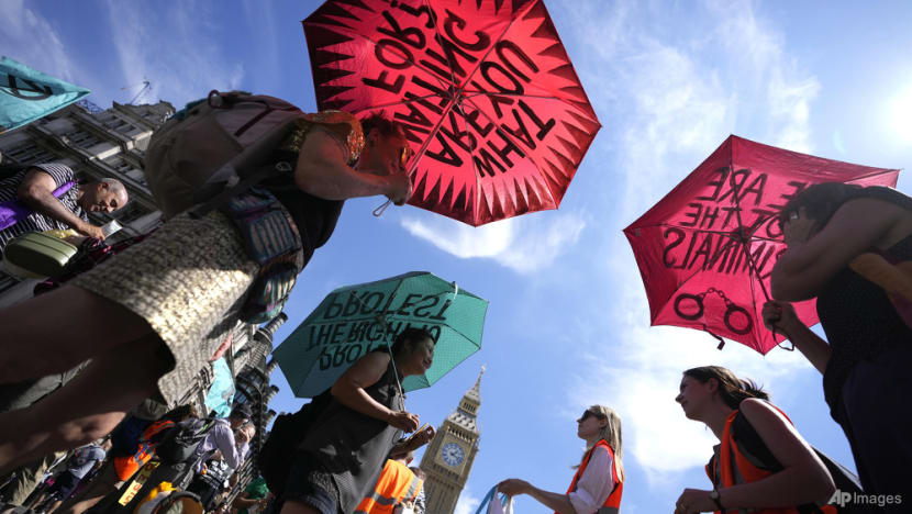 Protesters in UK decry climate change after record heatwave