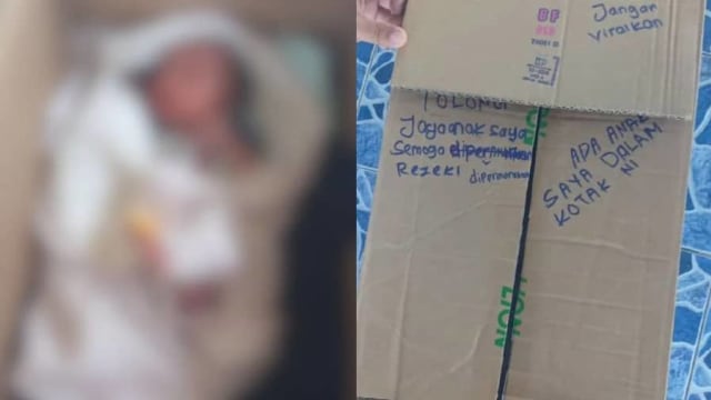 马国沙巴民宅前发现弃婴 纸箱上留言：请照顾我孩子