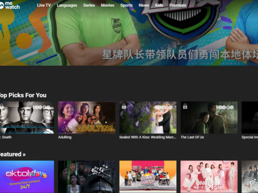 Screengrab showing mewatch's homepage.