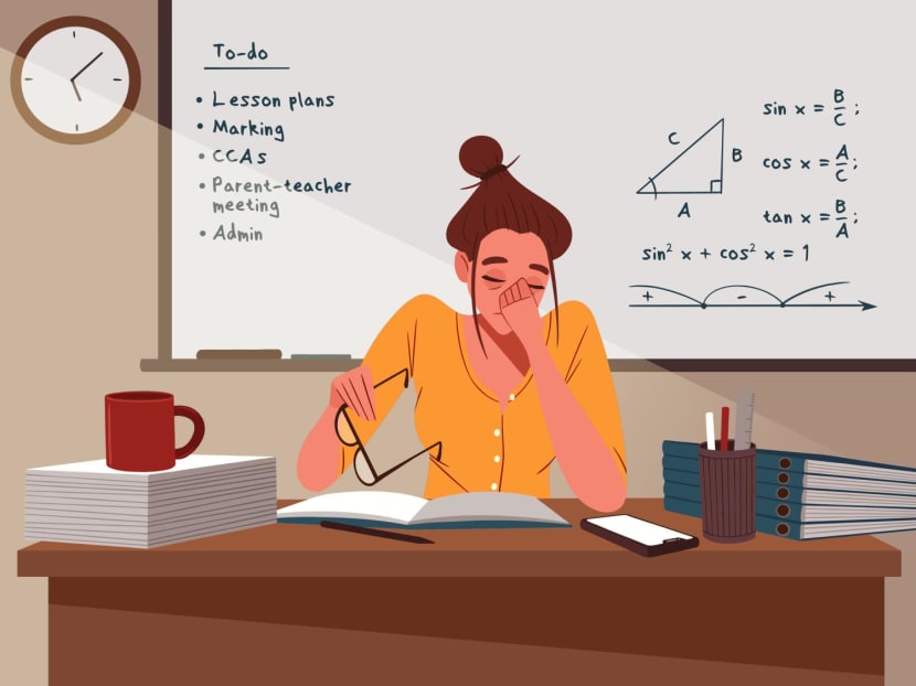 Teachers feeling overworked and facing burn-out is a perennial issue in Singapore, where there are high public expectations of the role that schools and teachers play in a child's life. Teachers feeling overworked and facing burn-out is a perennial issue in Singapore, where there are high public expectations of the role that schools and teachers play in a child's life.