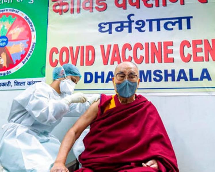 Tibetan spiritual leader Dalai Lama gets vaccine shot