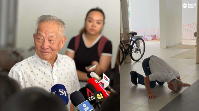 黄国松提名后竞选第一炮 重返儿时老家跪地磕头