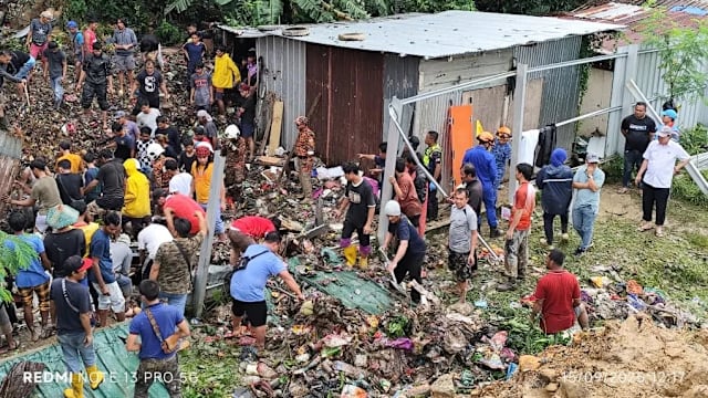 马国沙巴州连日豪雨引发土崩 造成一死六失踪