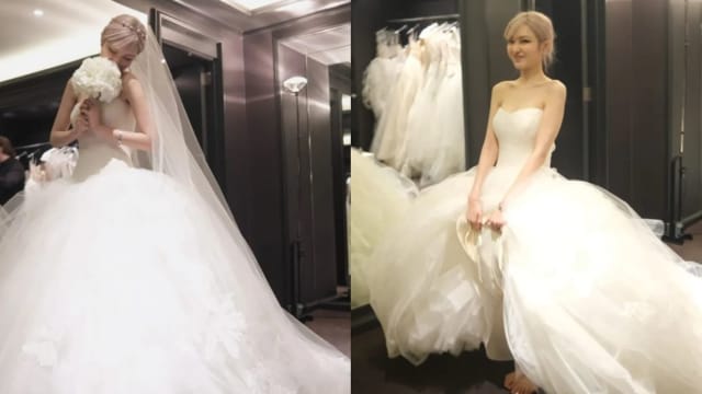 周扬青喜扮新娘子　那个单膝下跪的西装男是？