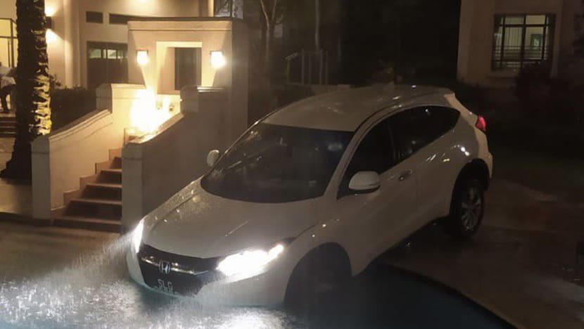 Gojek driver who steered car into Hillside condominium pool charged with rash act Gojek driver who steered car into Hillside condominium pool charged with rash act