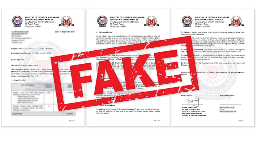 3 new cases of fake bulk orders linked to MINDEF, SAF impersonators 3 new cases of fake bulk orders linked to MINDEF, SAF impersonators