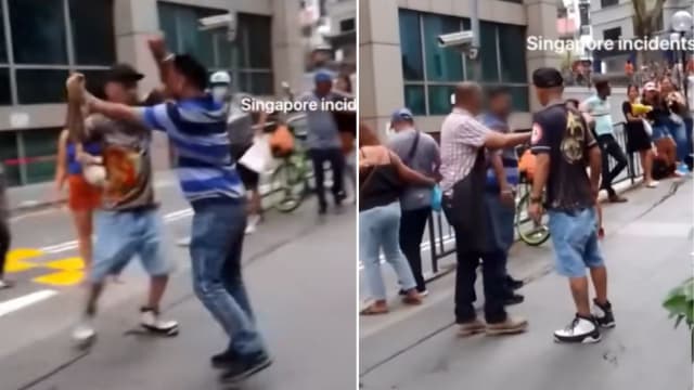 三男疑醉酒后为女人互瞪 乌节路街头挥拳