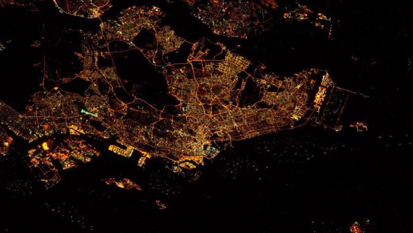 Singapore at night, from 350km above the Earth