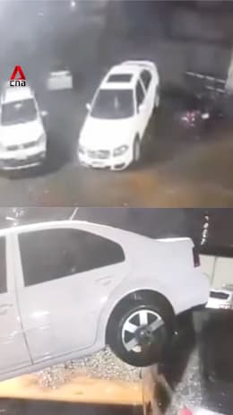  Powerful winds lift car during Brazil storm