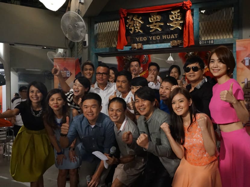 The cast of Channel 8's upcoming 190-episode drama series 118. Photo: Hon Jing Yi