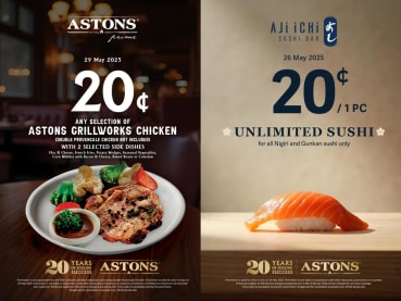 Astons Group having food deals as low as 20 cents for 20th anniversary