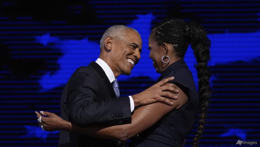 Obama night at the Democrats' party convention: Barack, Michelle rouse crowd for Harris Obama night at the Democrats' party convention: Barack, Michelle rouse crowd for Harris