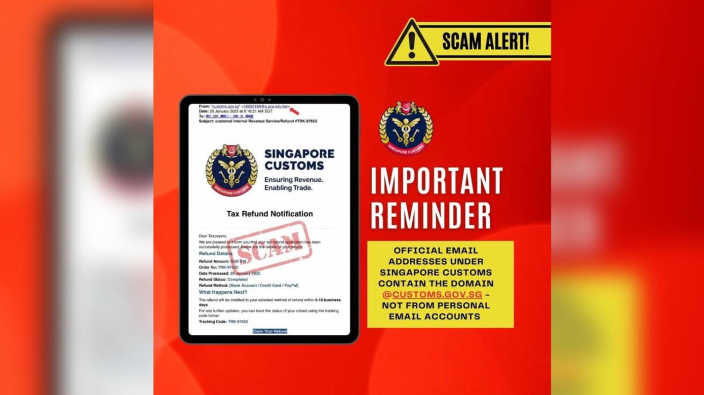 假冒关税局发退税通知当局呼吁公众保持警惕- 8world