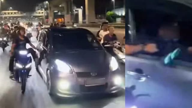 马国轿车遭逾20名摩托车骑士围追 警证实逮捕九名嫌犯