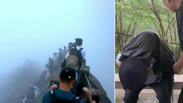 中国黄山突遭雷劈 击碎飞来石护栏伤13人