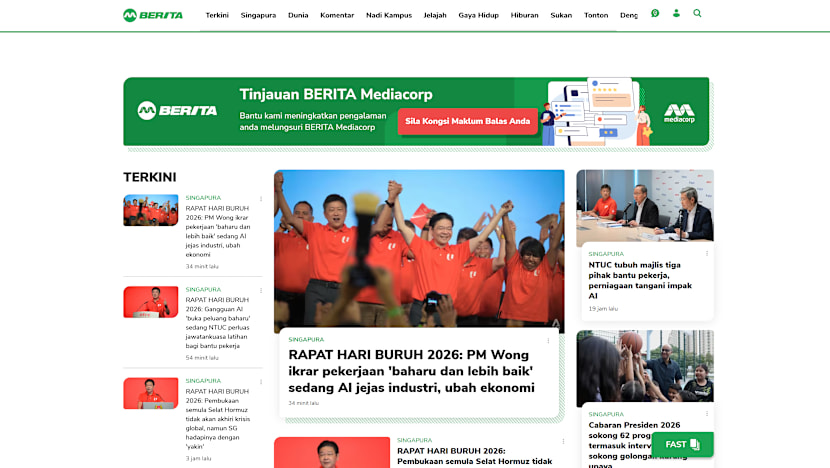 BERITA Mediacorp pelawa orang ramai kongsi maklum balas, pengalaman lungsuri laman, aplikasi