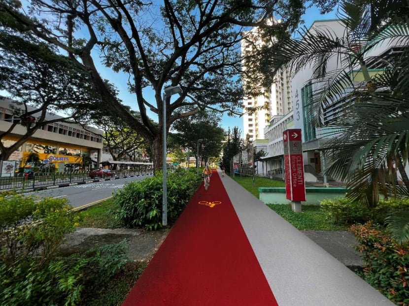 An artist's impression of a cycling path in Clementi. 