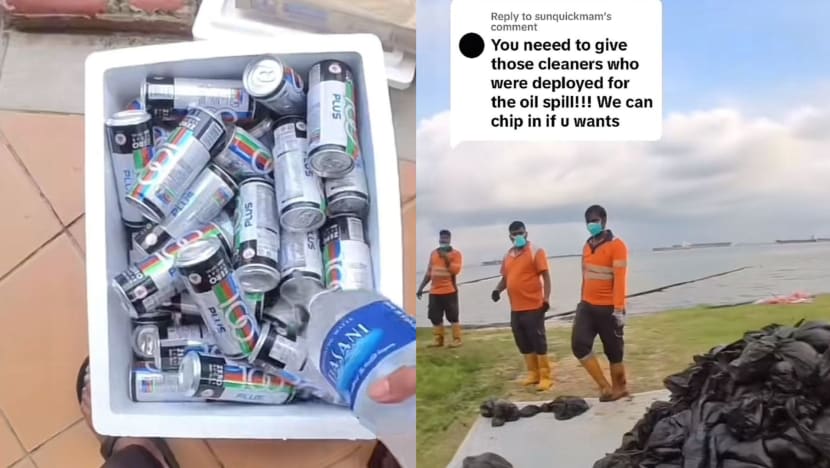 Usaha murni pengguna TikTok dipuji selepas agih minuman, beri semangat kepada pekerja gotong-royong bersihkan pantai