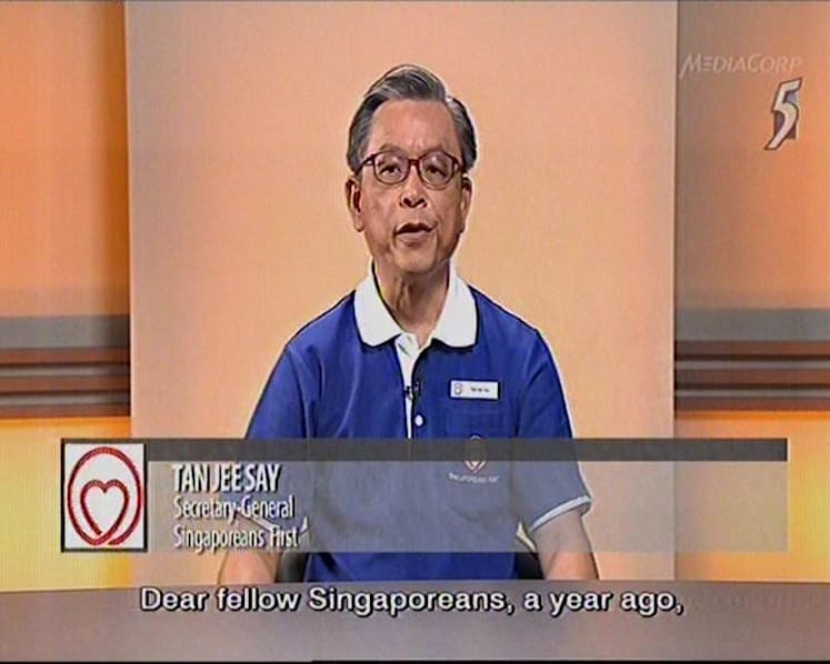 Party political broadcast for GE2015: Singaporeans First