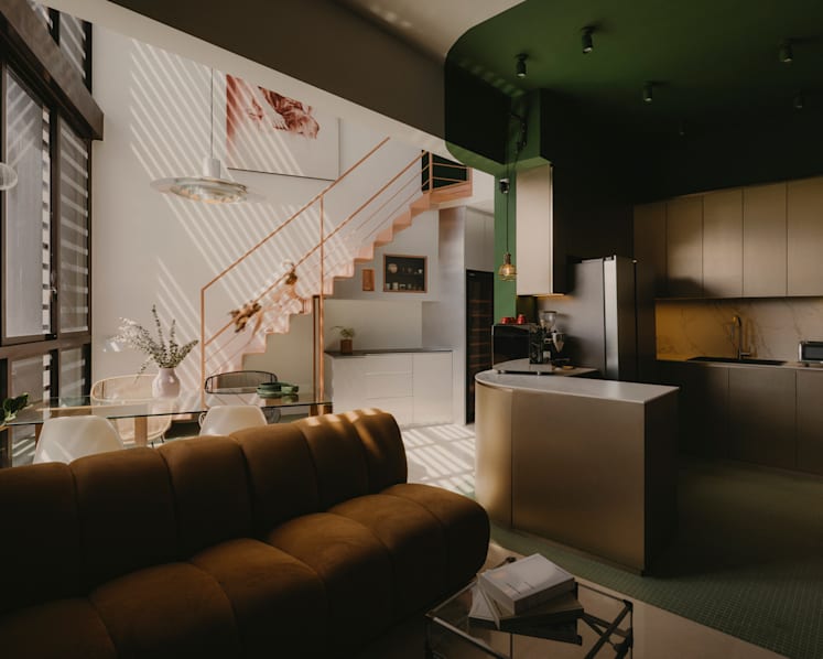 Colour blocking and artworks bring personality to this Singapore home