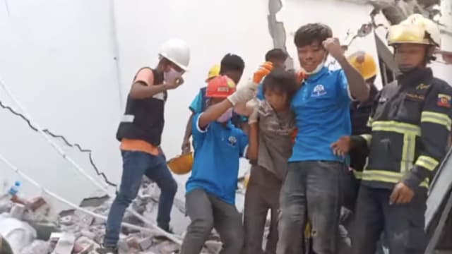 受困地震废墟三天 缅甸19岁少女获救