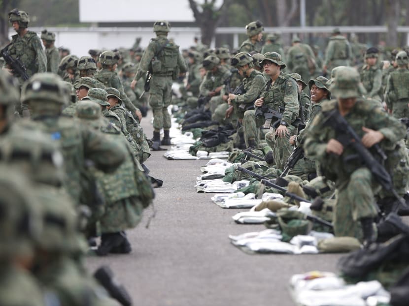 Mobilisation exercise at Selarang Camp on Jan 26. Photo: Raj Nadarajan/TODAY