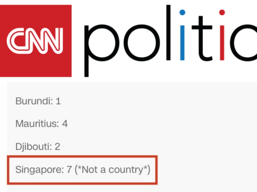 Besides wrongfully stating that Singapore is “not a country,” the chart also misspelt the name of Papua New Guinea.