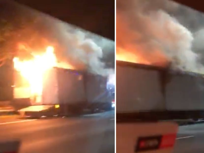 The Singapore Civil Defence Force was alerted to a vehicle fire at 12.25am on June 7, 2021 on the Pan Island Expressway, in the direction of Changi Airport, before the Bedok Reservoir Road exit.