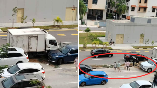 罗厘疑撞分界栏再撞两车 三人受轻伤拒绝送院